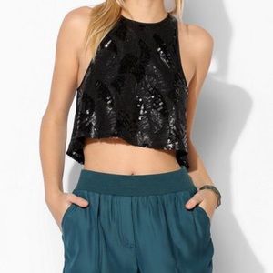 Urban outfitters Black sequin crop top